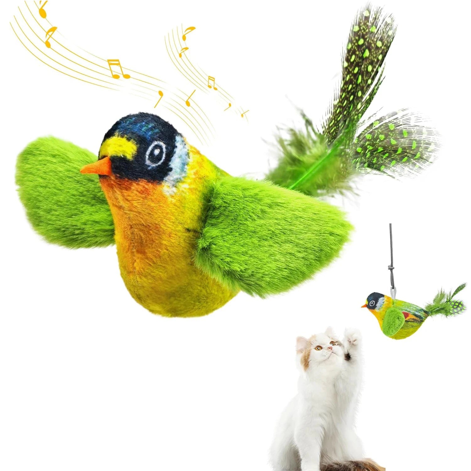 Interactive Bird Cat Toy with Sound & Catnip – Wall Hanging Plush Teaser