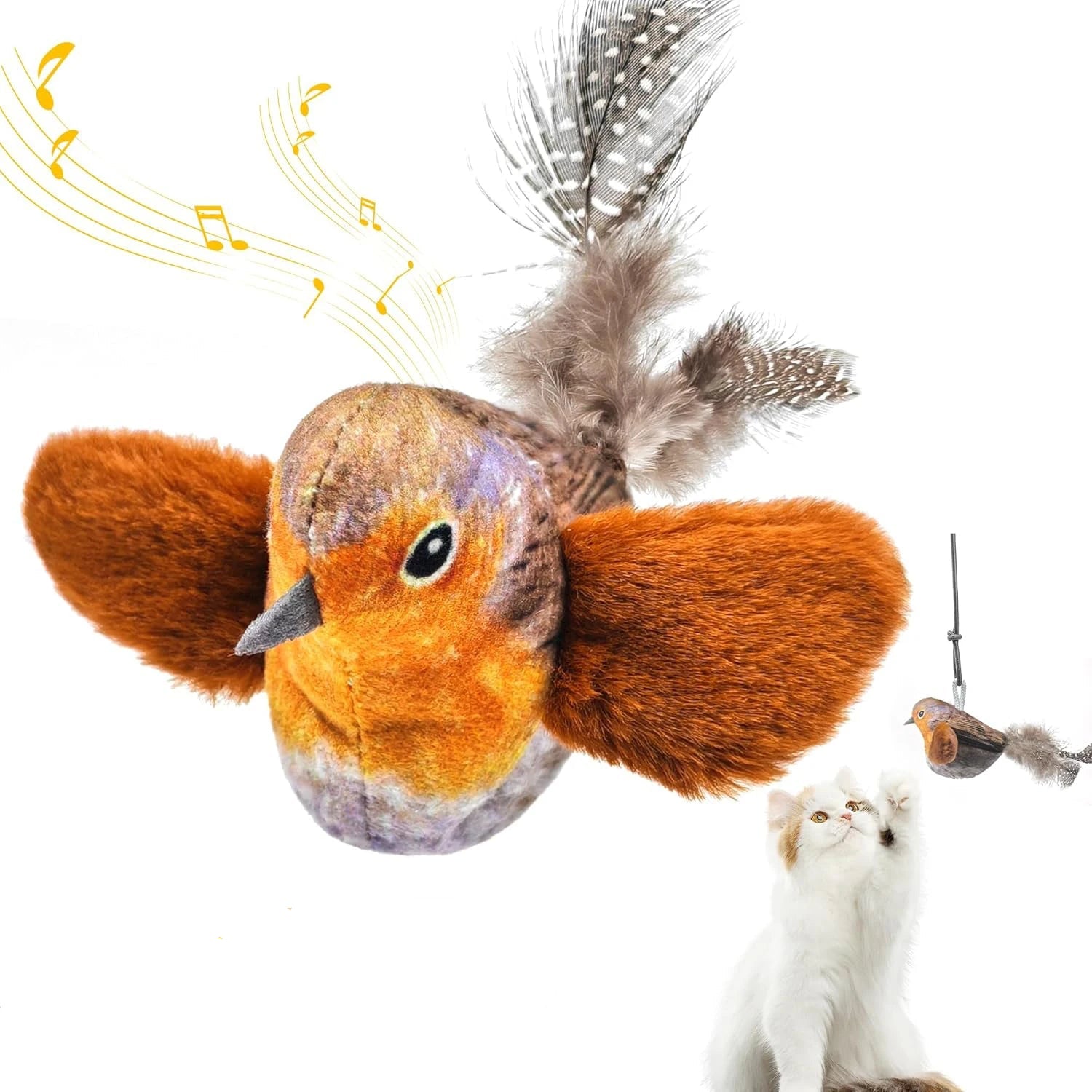 Interactive Bird Cat Toy with Sound & Catnip – Wall Hanging Plush Teaser