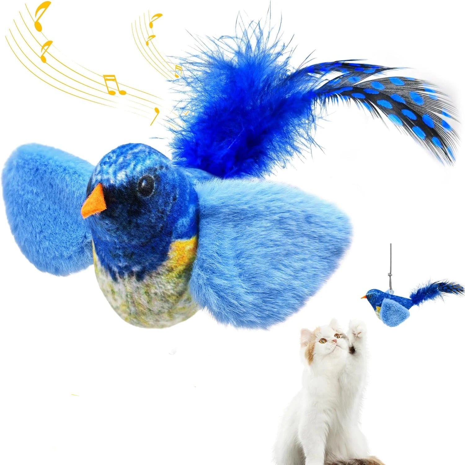 Interactive Bird Cat Toy with Sound & Catnip – Wall Hanging Plush Teaser