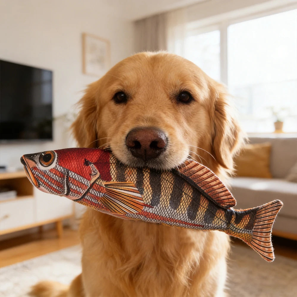 Plush Fish Pet Toy with Sound – Chew-Resistant for Cats & Dogs