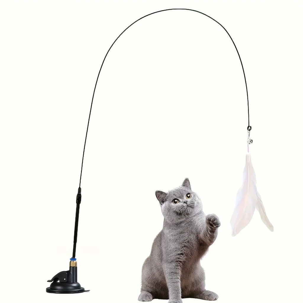 Cat Teaser Toy - Interactive Feather Wand with Bell