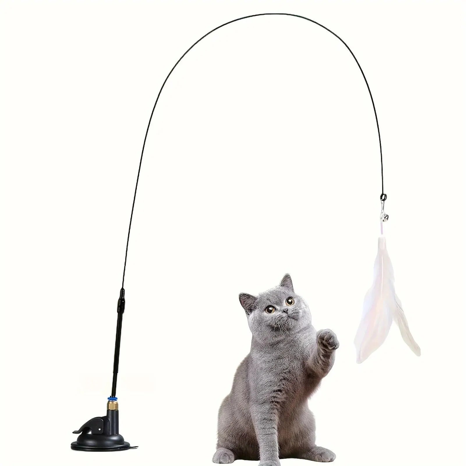 Cat Teaser Toy - Interactive Feather Wand with Bell