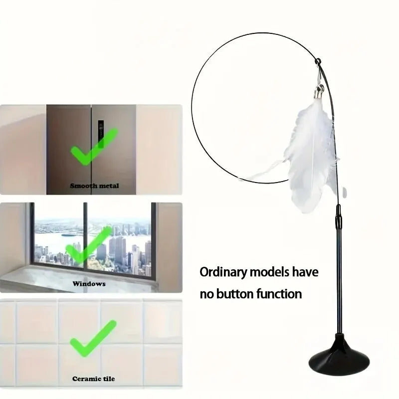 Cat Teaser Toy - Interactive Feather Wand with Bell