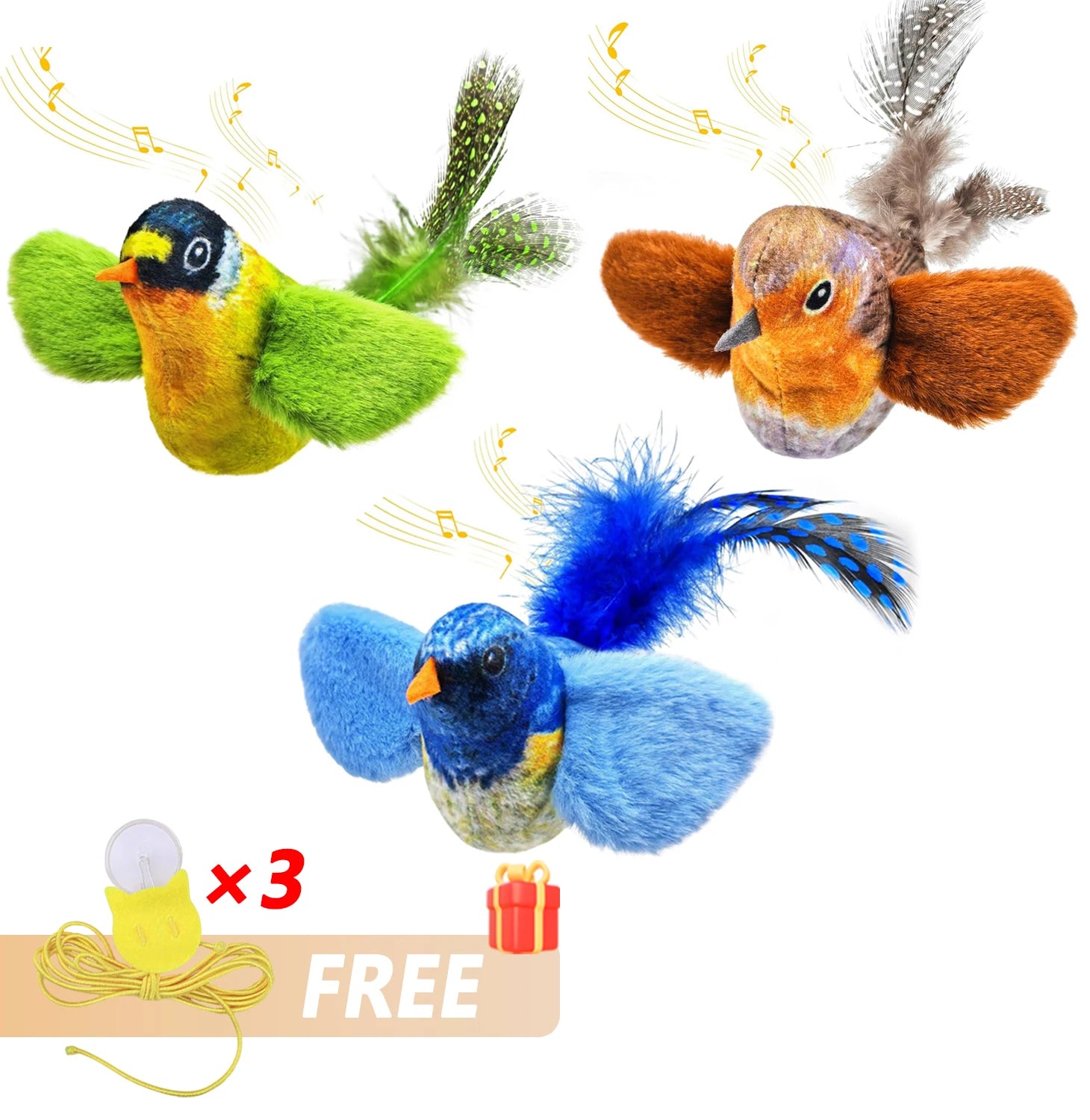 Interactive Bird Cat Toy with Sound & Catnip – Wall Hanging Plush Teaser