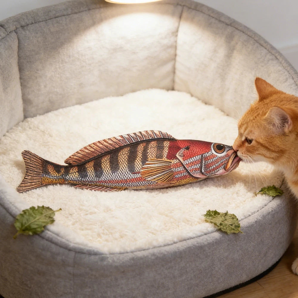 Plush Fish Pet Toy with Sound – Chew-Resistant for Cats & Dogs