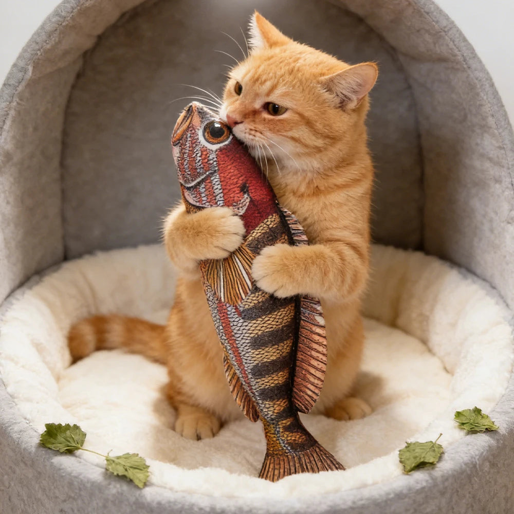 Plush Fish Pet Toy with Sound – Chew-Resistant for Cats & Dogs