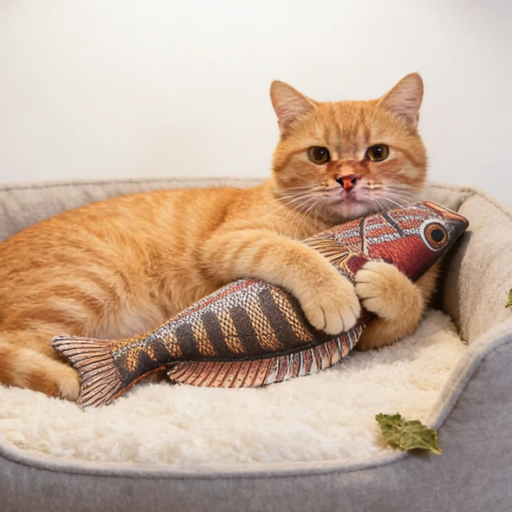 Plush Fish Pet Toy with Sound – Chew-Resistant for Cats & Dogs